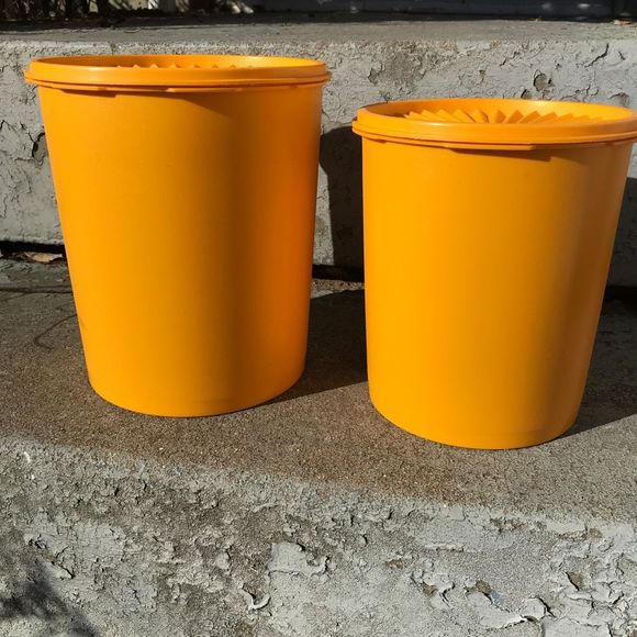 Vintage MCM Tupperware Nesting Canister Set MOD Orange on Orange - Picture 2 of 7